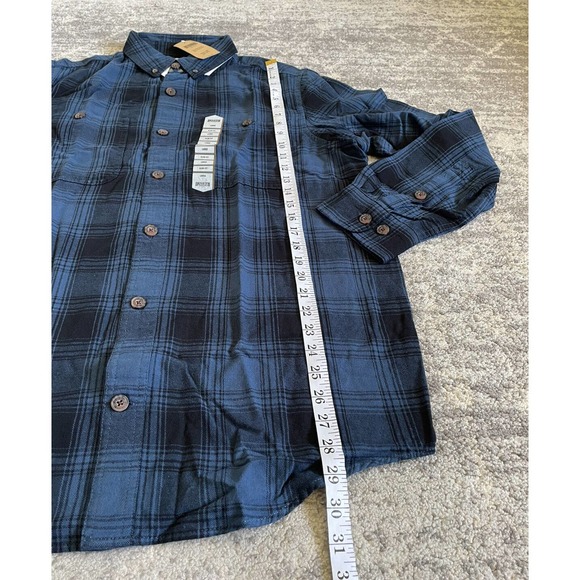 Duluth Mens L Collared Shirt Blue Plaid Flannel Slim Fit Button Down NWT M9 - Picture 4 of 12